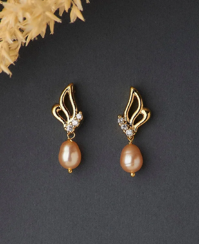 Personalized Gemstone Earrings For Moms-Elegant Stone Studded Pearl Earring