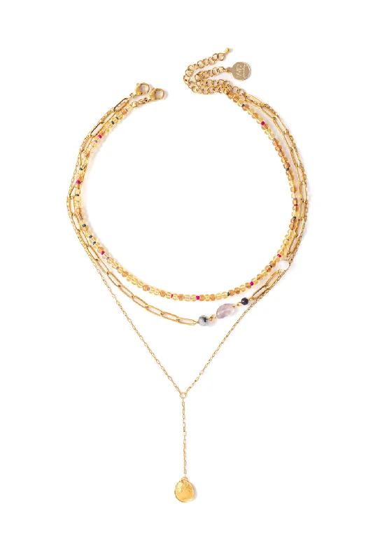 Elegant Beaded Necklace For Evening Parties-Nelys Gold Necklace