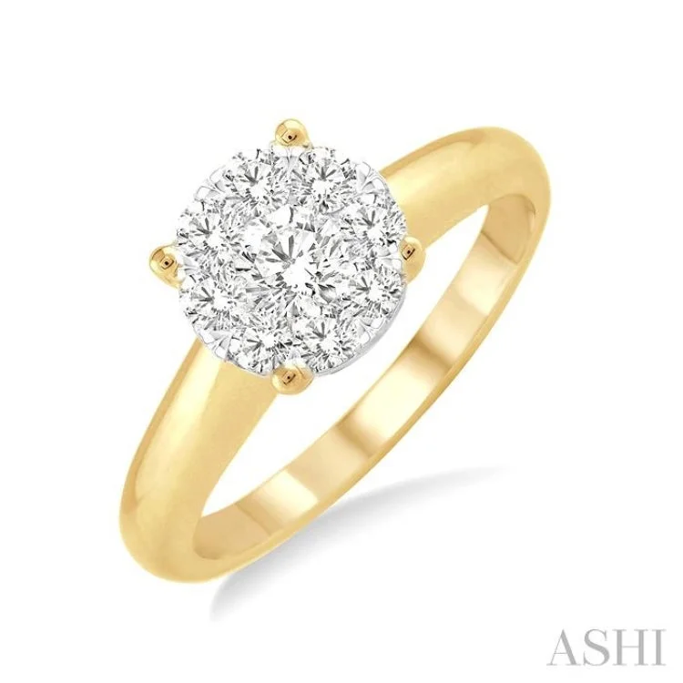 Unique Gold Rings For Special Gifts-1/4 Ctw Lovebright Round Cut Diamond Ring in 14K Yellow and White Gold