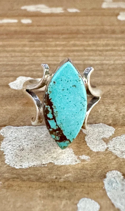 Simple Gemstone Rings For Casual Wear-DRAGON EGGS Sterling Silver and Turquoise Navajo Larry Castillo Ring • Size 9.5