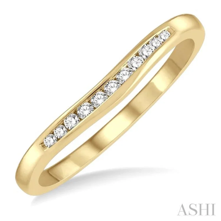 Sparkling Diamond Wedding Rings For Special Days-1/10 Ctw Arched Channel Round Cut Diamond Wedding Band in 14K Yellow Gold