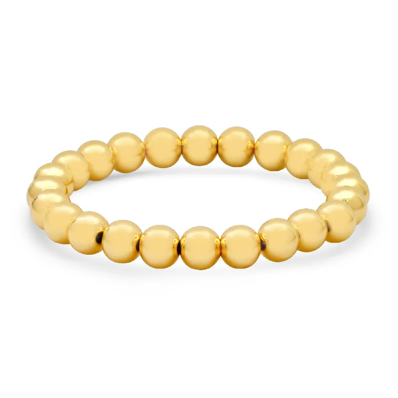 Handcrafted Silver Beaded Bracelets-8 MM STRETCH BRACELET, GOLD