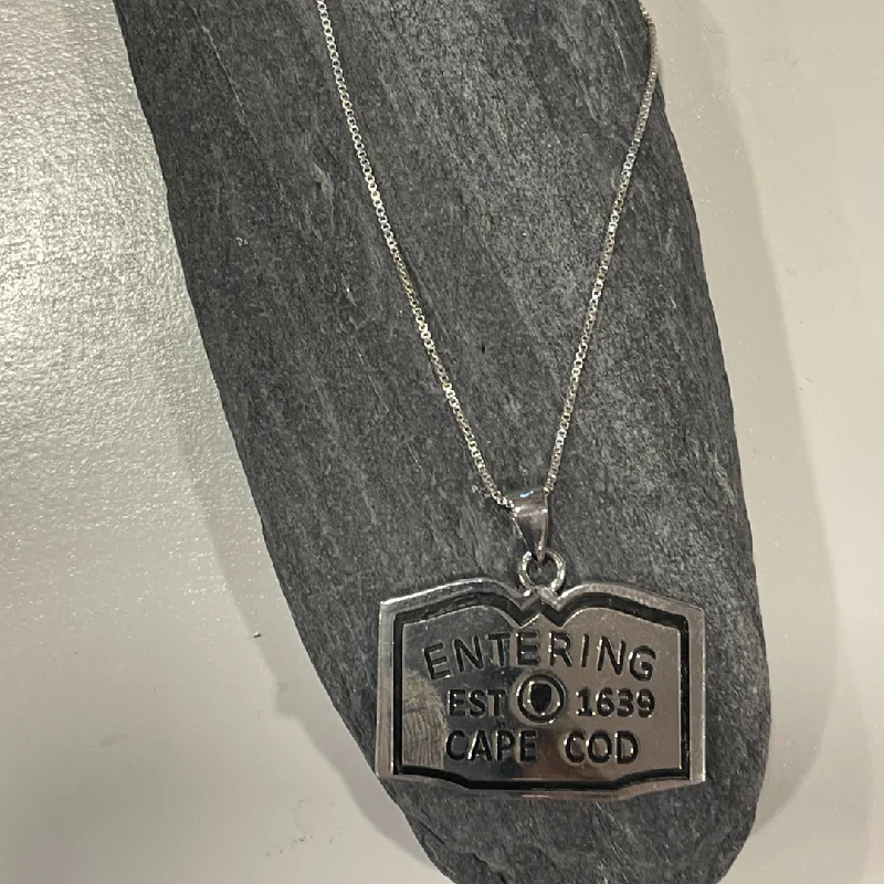 Personalized Silver Necklace For Her-Entering Cape Cod Pendant Necklace (RA)