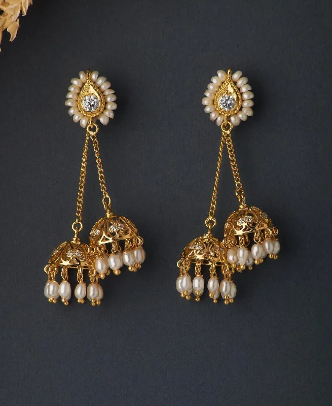 Colorful Crystal Earrings For Day Wear-Ethnic Pearl Hanging Earrings