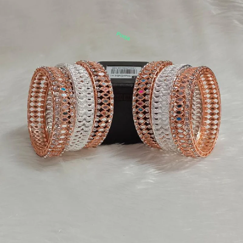 Sparkling Wedding Bangles For Custom Jewelry-Pooja Bangles Rose Gold Plated Mirror Bangle Set