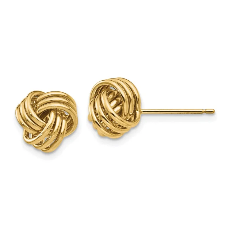 Elegant Drop Earrings For Formal Wear-14k Polished Triple Knot Post Earrings