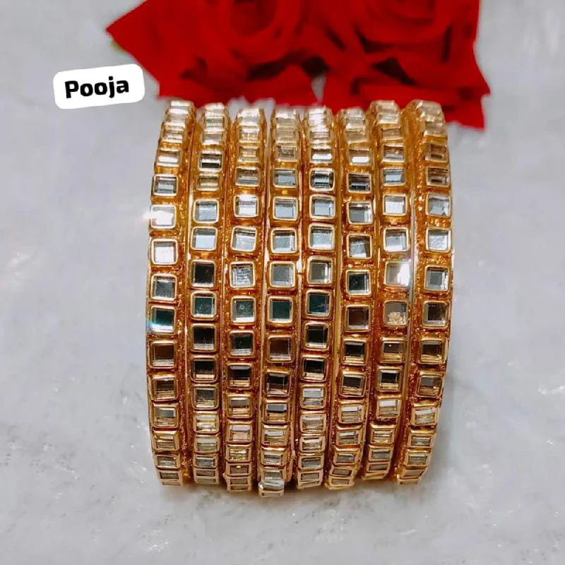 Classic Silver Wedding Bangles For Brides-Pooja Bangles Gold Plated Bangle Set