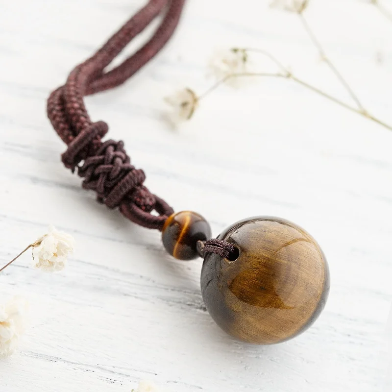 Handcrafted Crystal Necklace For Weddings-Tiger's Eye Stone Necklace