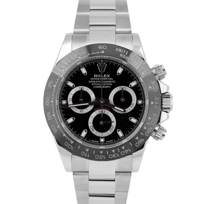 Comfortable Digital Watches For Men-MINT Rolex Daytona Cosmograph Black Stainless Steel Ceramic 40mm Watch 116500 LN