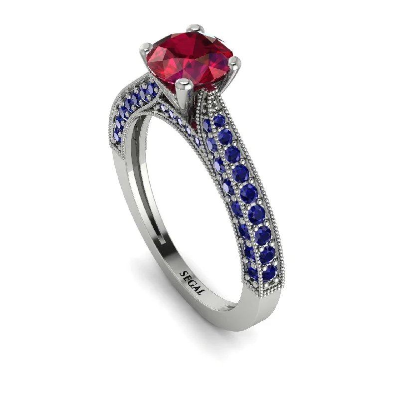 Simple Men’s Wedding Rings For Classic Style-Classic Vintage Ruby Engagement Ring - Kathryn No. 72