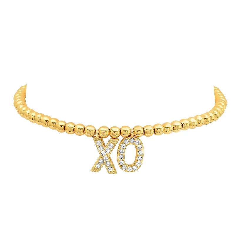 Unique Beaded Friendship Bracelets-XO STRECH BRACELET GOLD