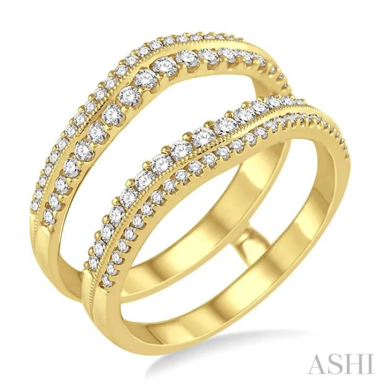 Elegant Gold Rings For Classic Brides-5/8 Ctw Round Cut Diamond Insert Ring in 14K Yellow Gold