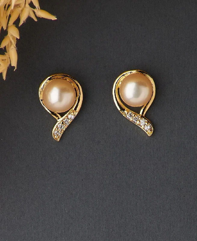 Statement Earrings For Cocktail Parties-Pretty Pearl Studded Earring