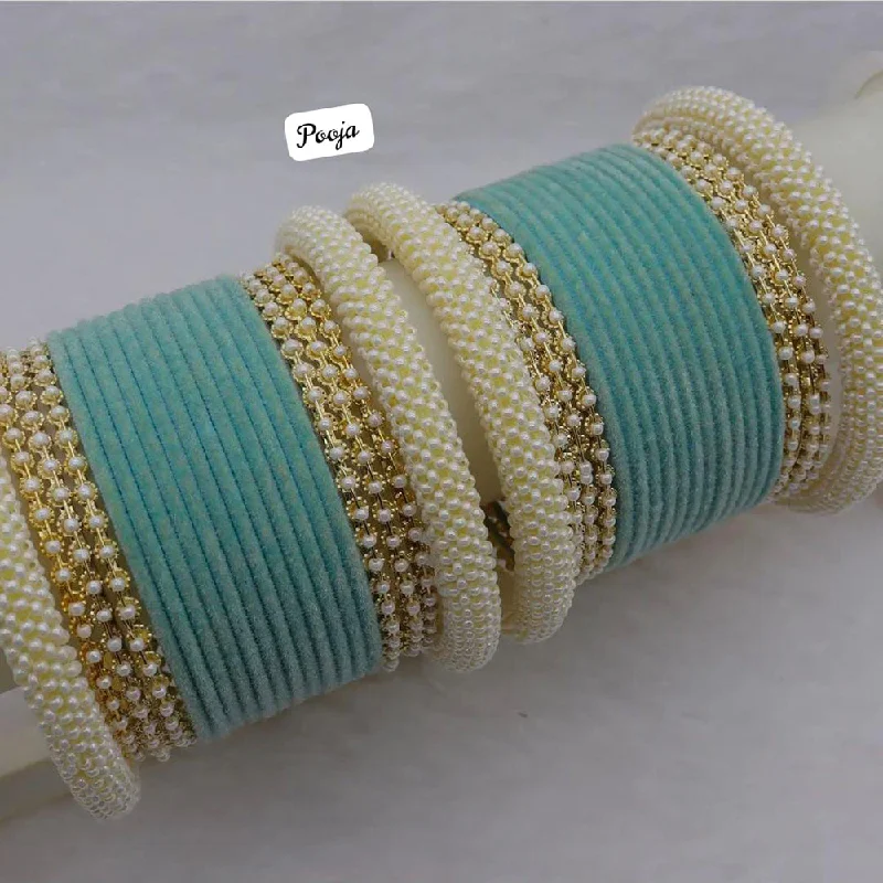 Classic Wedding Bangles For Custom Jewelry Designs-Pooja Bangles Gold Plated Velvet  Bangle Set