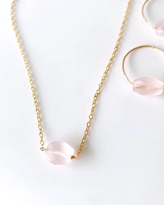 Elegant Diamond Necklace For Brides-Rose Quartz Point Necklace