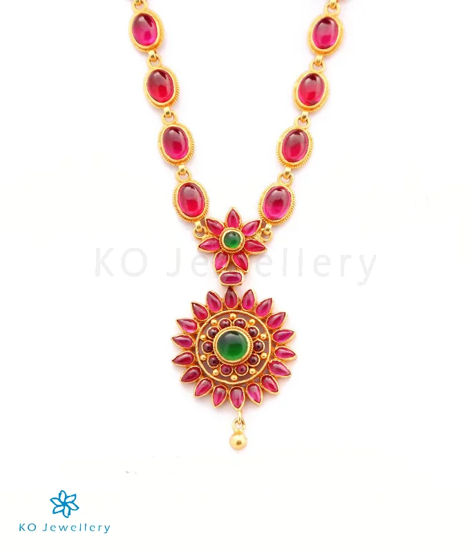 Unique Gemstone Necklace For Fashion Lovers-The Varada Silver Kempu  Necklace