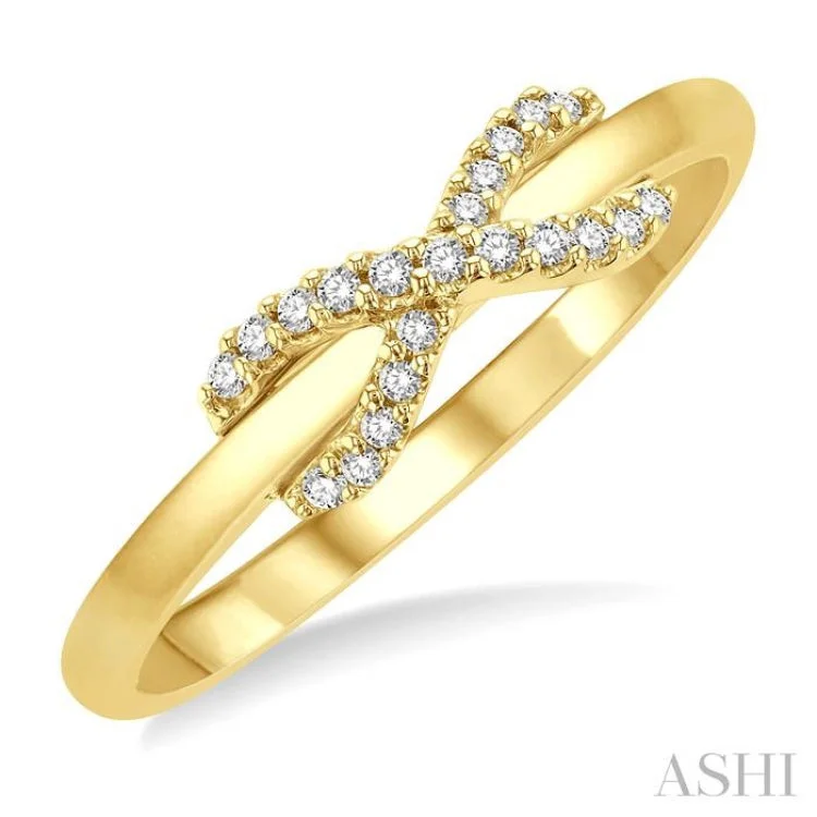 Elegant Stacking Rings For Bridesmaids-1/10 ctw Infinity Petite Round Cut Diamond Fashion Ring in 10K Yellow Gold