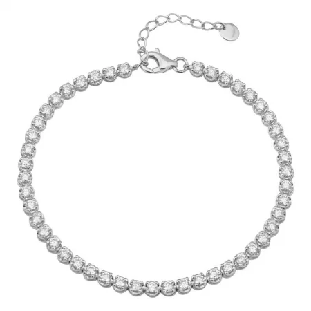 Custom Letter Bracelets For Women-14k White Gold Crown Prong Diamond Tennis Bracelet