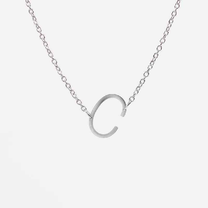 Personalized Gold Chain Necklace For Brides-Asymmetrical Silver Initial Necklace