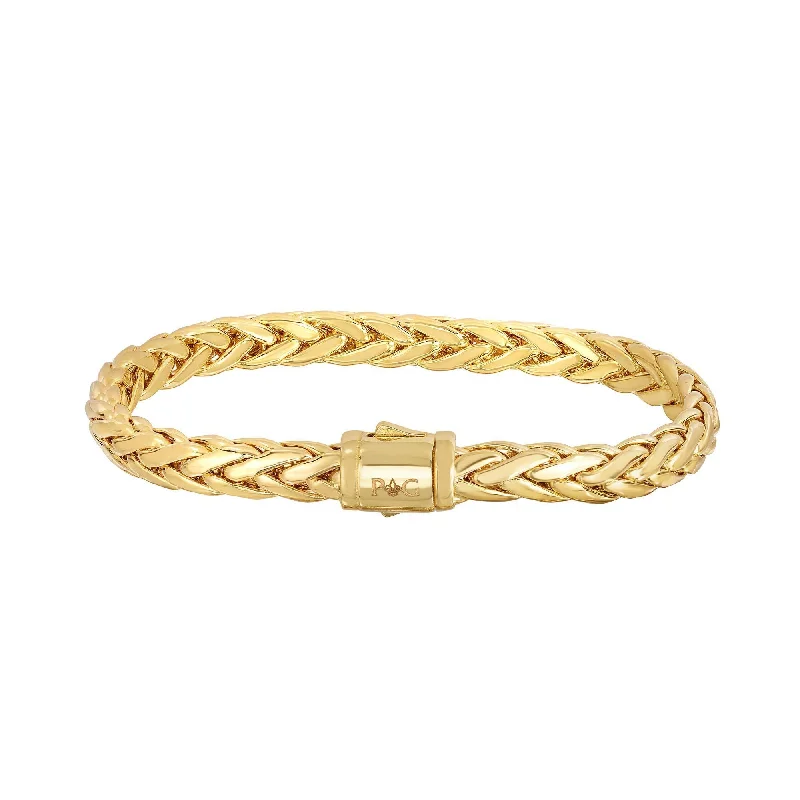 Personalized Gold Bracelets For Gifts-Yellow 14K Gold Rounded Woven Bracelet