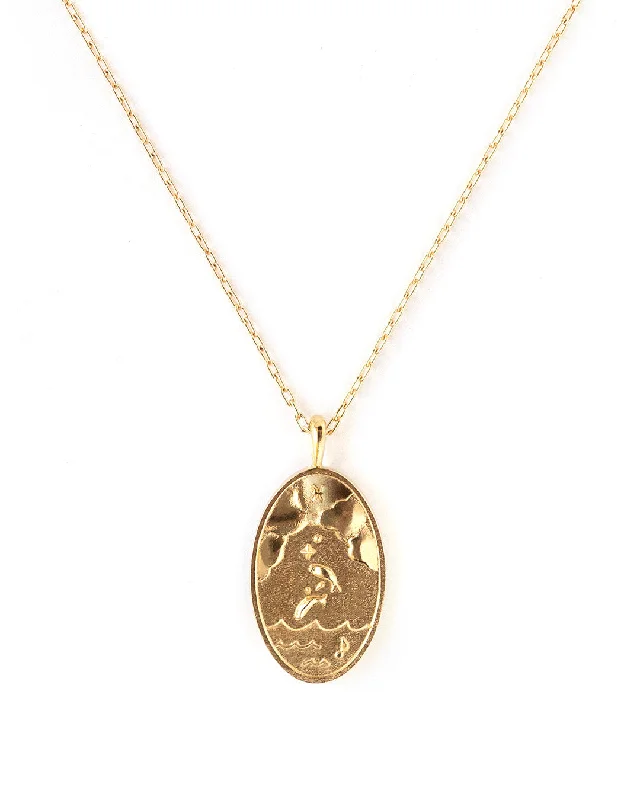 Personalized Chain Necklace For Daily Wear-Pisces Gold Zodiac Necklace