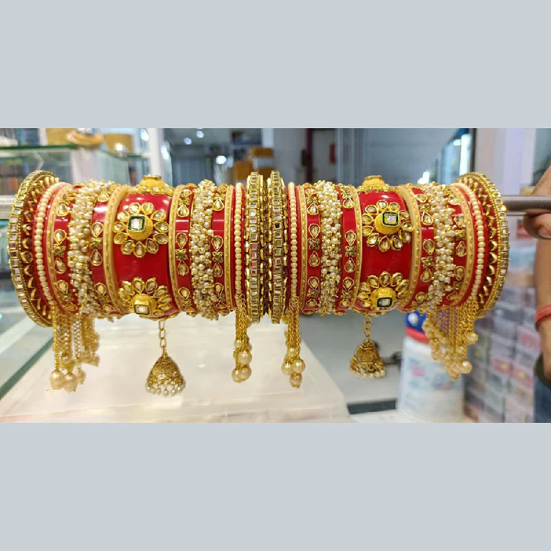 Elegant Custom Wedding Bangles For Groomsmen Gifts-Manisha Jewellery Gold Plated Bangles Set