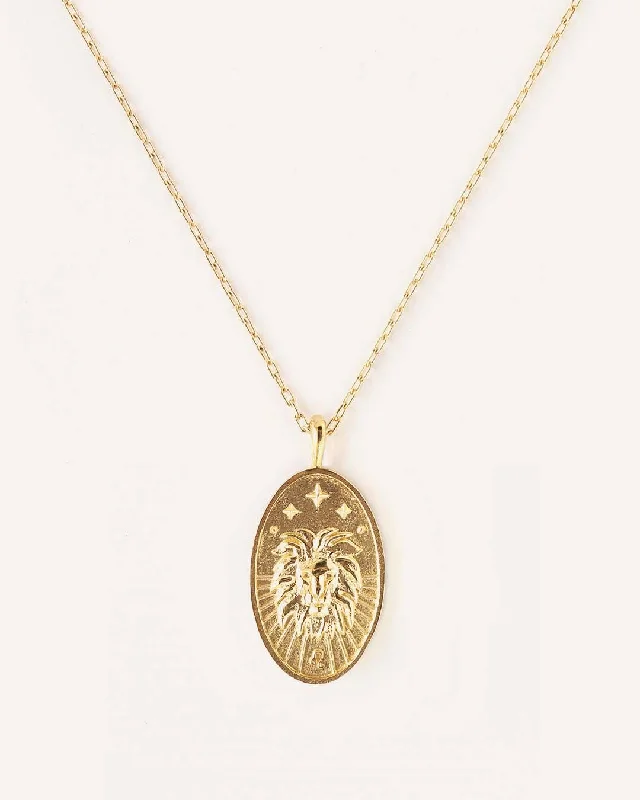 Elegant Gold Chain Necklace For Special Occasions-Leo | 10K Solid Gold Zodiac Necklace