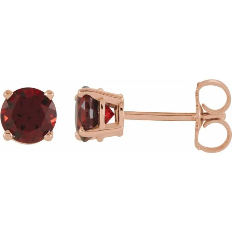 Sparkly Earrings For Formal Events-14K Rose 5 mm Natural Mozambique Garnet Stud Earrings