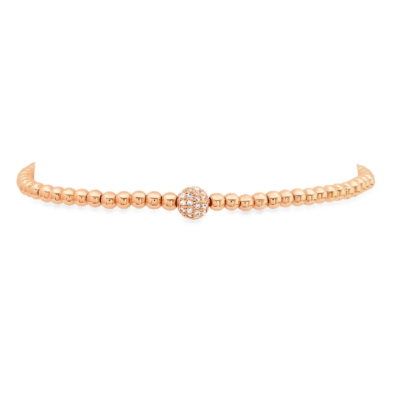 Silver Chain Bracelets For Gifts-BALL STRETCH BRACELET, ROSE GOLD