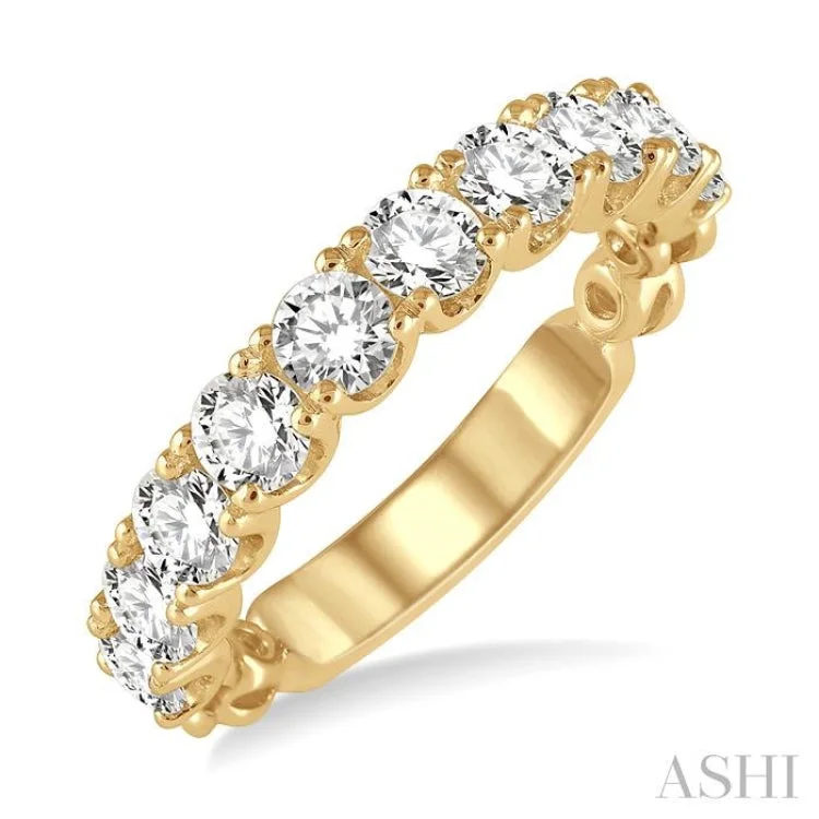 Custom Birthstone Rings For Personal Touch-1 1/2 ctw Lattice Round Cut Diamond Wedding Band in 14K Yellow Gold