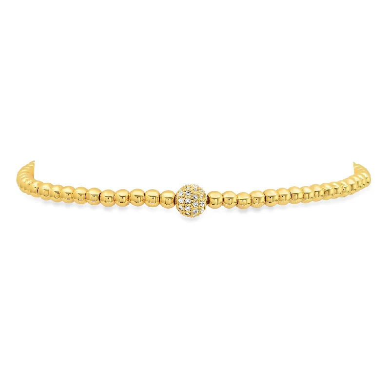 Vintage Metal Bracelets For Women-BALL STRETCH BRACELET, GOLD