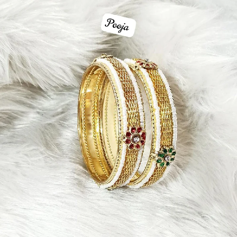 Classic Custom Gold Wedding Bangles For Fashion Brides-Pooja Bangles Gold Plated  Bangle Set