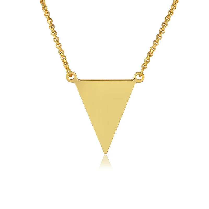 Luxury Silver Necklace For Custom Style-Silver 925 Gold Plated Triangle Charm Necklace - ARN00025GP