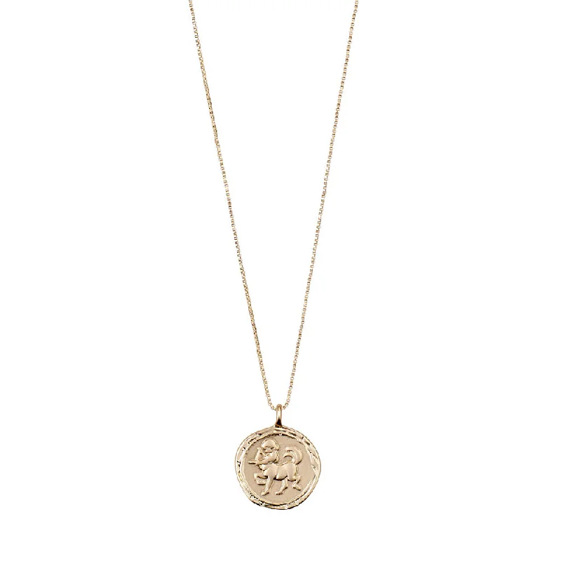 Simple Pendant Necklace For Daily Wear-Sagittarius Gold Plated Necklace