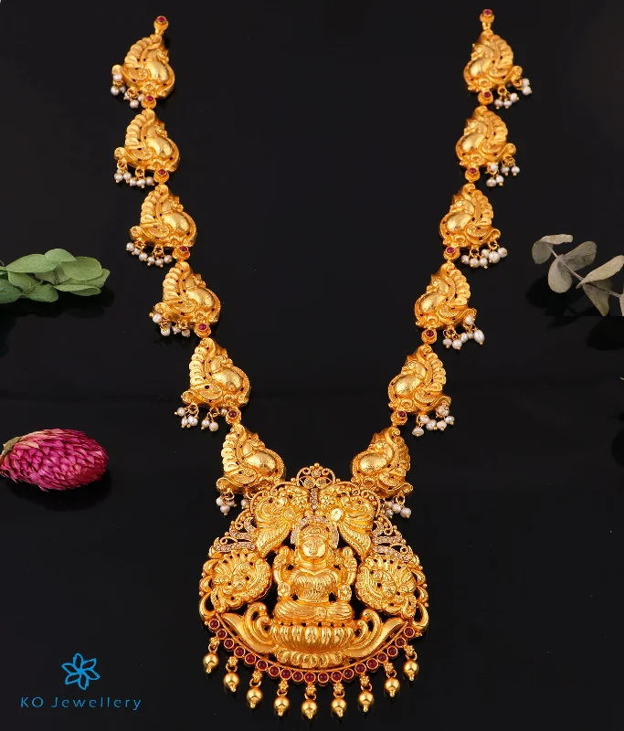 Elegant Gold Bar Necklace For Special Occasions-The Vrata Silver Lakshmi Nakkasi Necklace