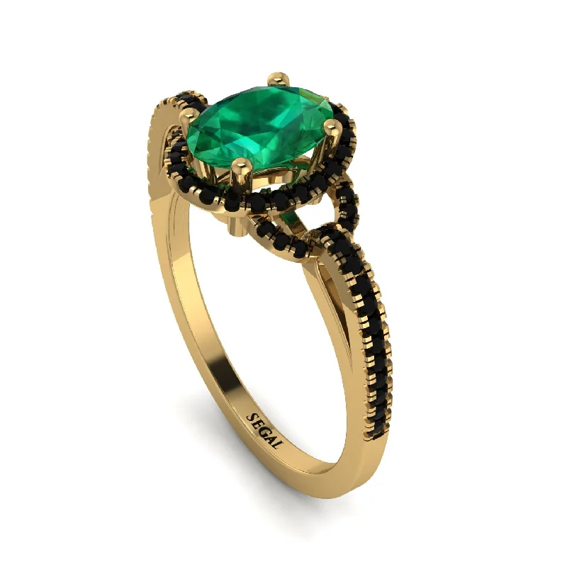 Elegant Stacking Rings For Bridesmaids-Timeless Beauty Oval Emerald Engagement Ring - Judy No. 34