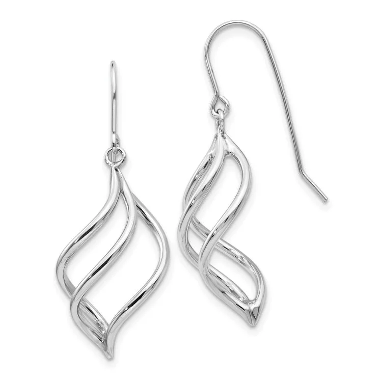 Unique Gemstone Earrings For Fashionistas-14K White Gold Swirl Dangle Earrings