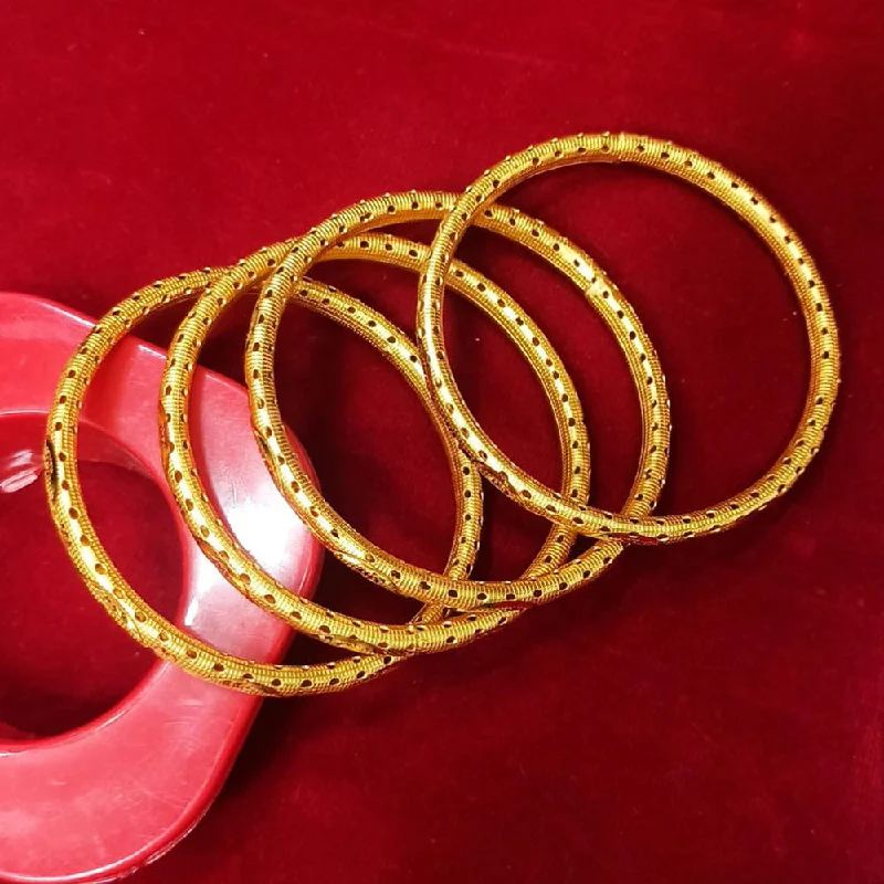 Simple Custom Gold Bangles For Engagement Gifts-Manisha Jewellery Gold Plated Bangle Set