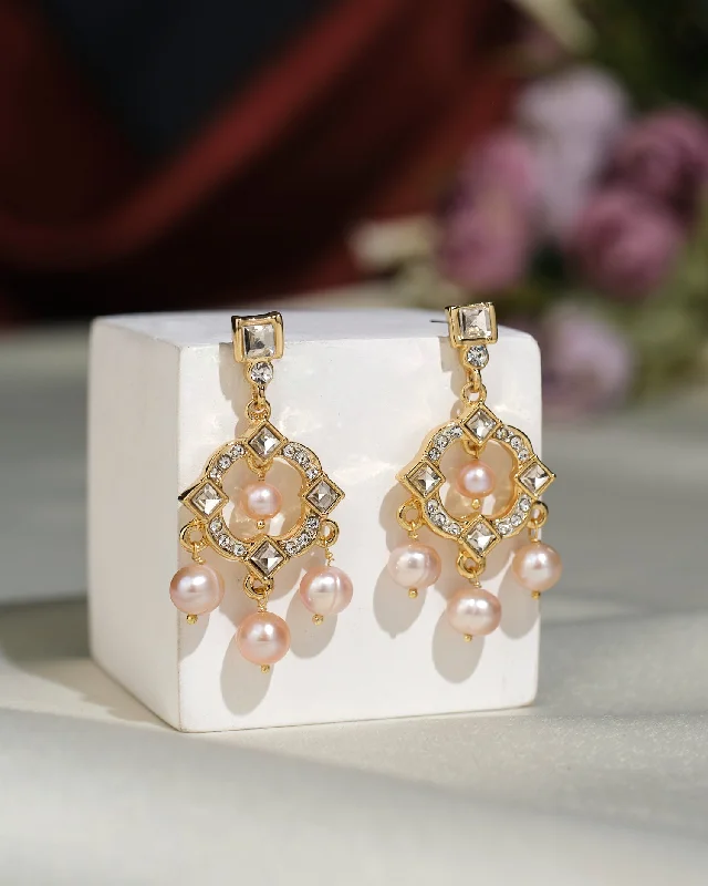 Personalized Gold Earrings For Bridesmaids-Beautiful CZ Hang Earrings