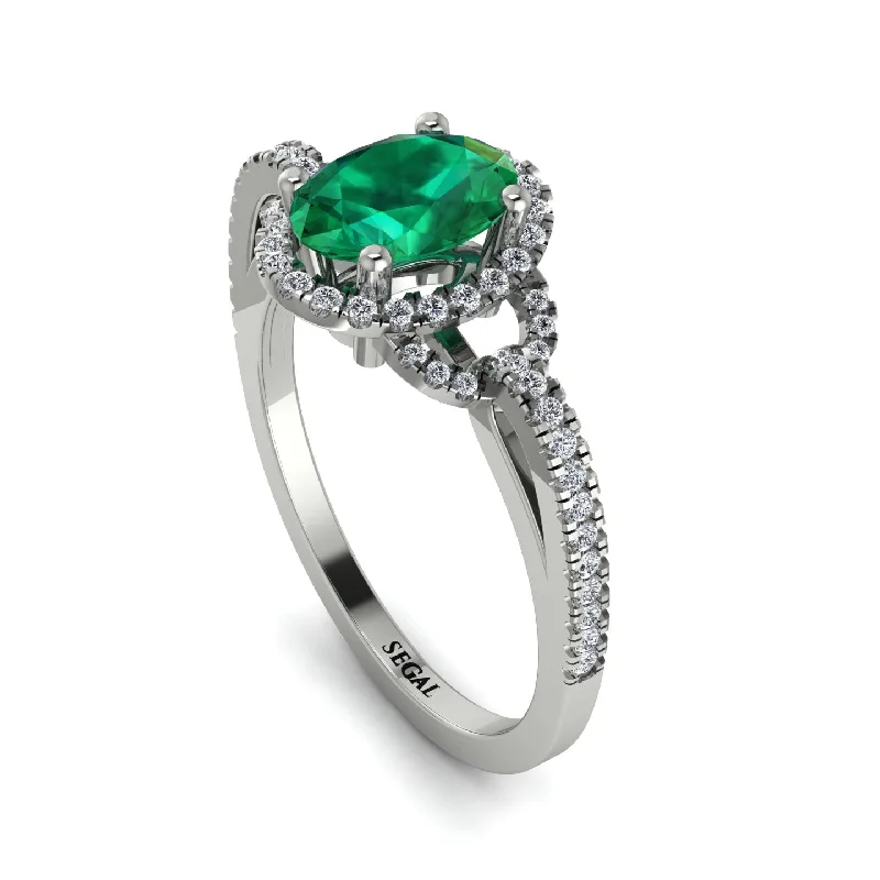 Custom Stacking Rings For Bridesmaids-Timeless Beauty Oval Emerald Engagement Ring - Judy No. 6