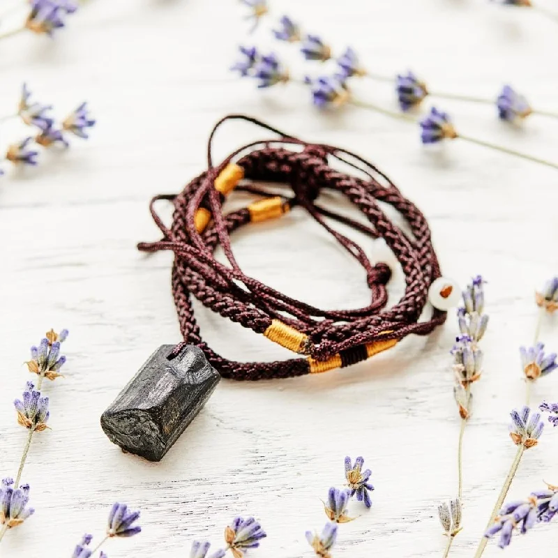 Trendy Beaded Necklace For Summer Look-Natural Black Tourmaline Necklace