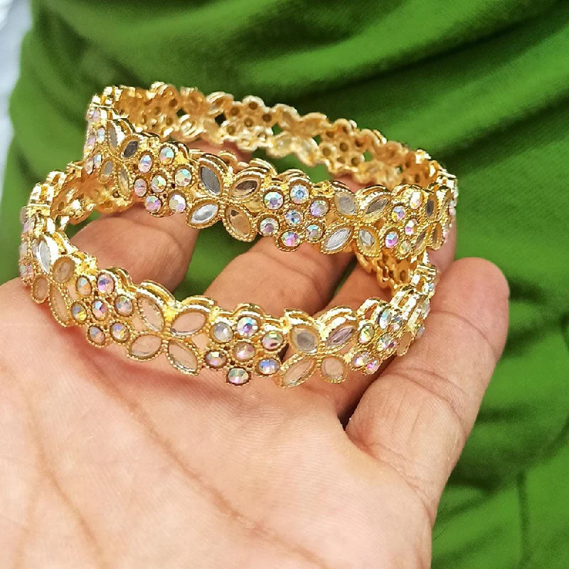 Simple Custom Wedding Bangles For Bridal Jewelry-Manisha Jewellery Gold Plated Bangles Set