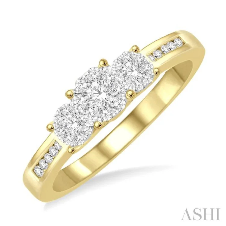 Simple Engagement Rings With Classic Gemstones-1/3 Ctw Lovebright Round Cut Diamond Ring in 14K Yellow and White Gold