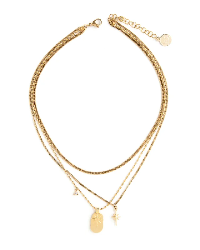 Elegant Crystal Necklace For Day Wear-Paola Gold Necklace