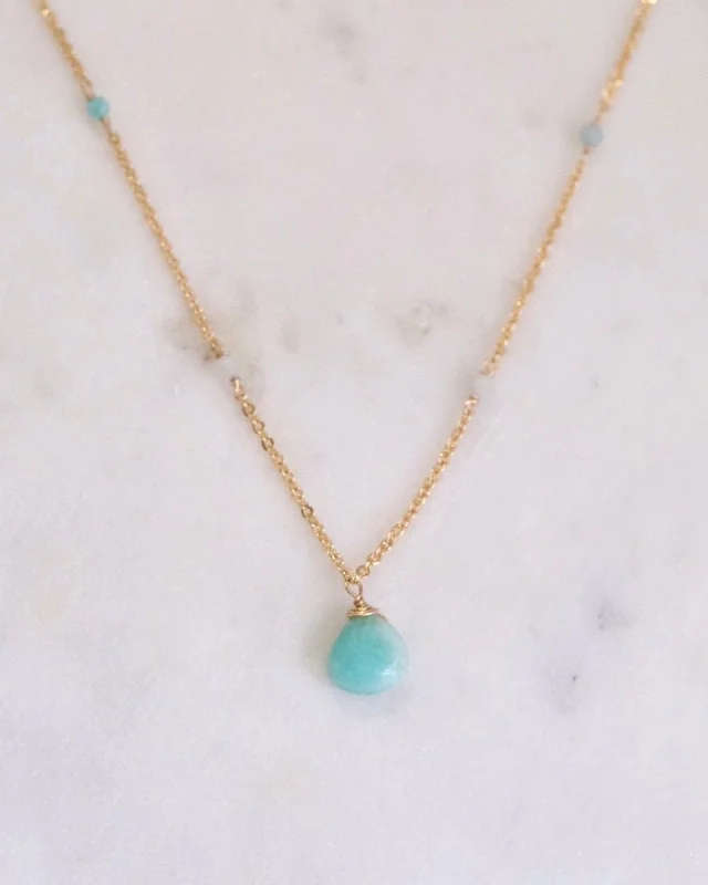 Trendy Long Necklace For Casual Wear-Amazonite Bohemian Necklace