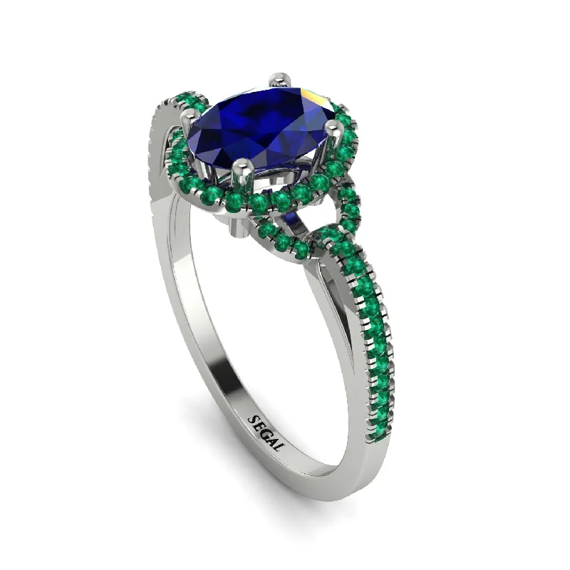 Trendy Stacking Rings For Bridesmaids-Timeless Beauty Oval Sapphire Engagement Ring - Judy No. 30