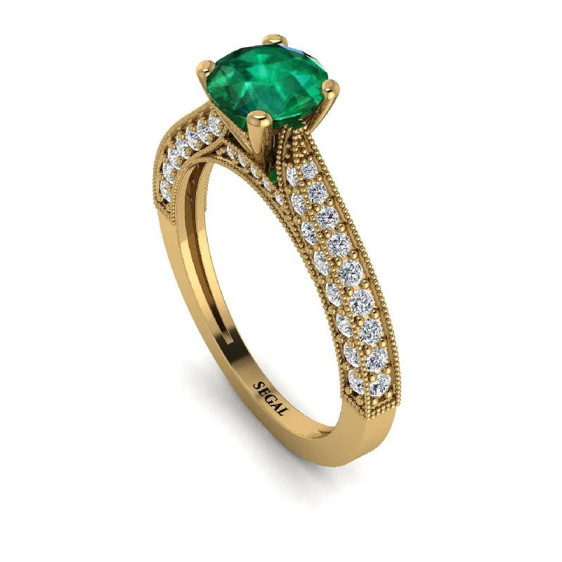 Trendy Stacking Rings For Bridesmaids-Classic Vintage Emerald Engagement Ring - Kathryn No. 4