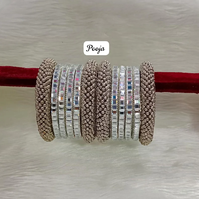 Elegant Wedding Bangles For Bridal Jewelry-Pooja Bangles Silver Plated  Bangle Set