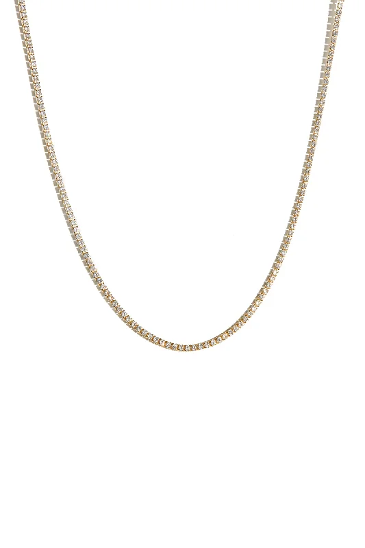 Trendy Pendant Necklace For Evening Parties-Tennis Choker in Gold