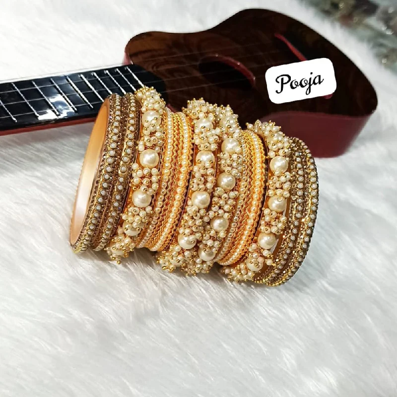 Simple Silver Wedding Bangles For Bridesmaids-Pooja Bangles Gold Plated Bangle Set